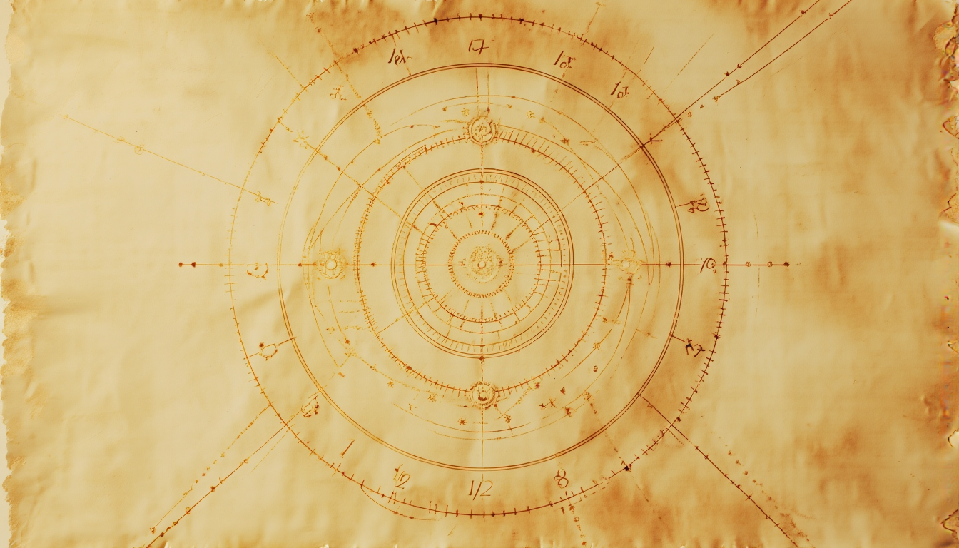 A celestial dial chart with twelve divisions on its outer ring
